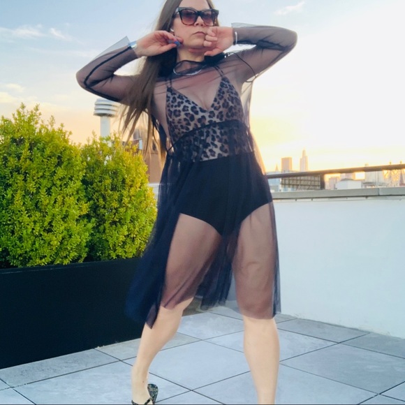 Zara Blue Transparent Tulle Tutu Mesh Midi Dress - Picture 11 of 16